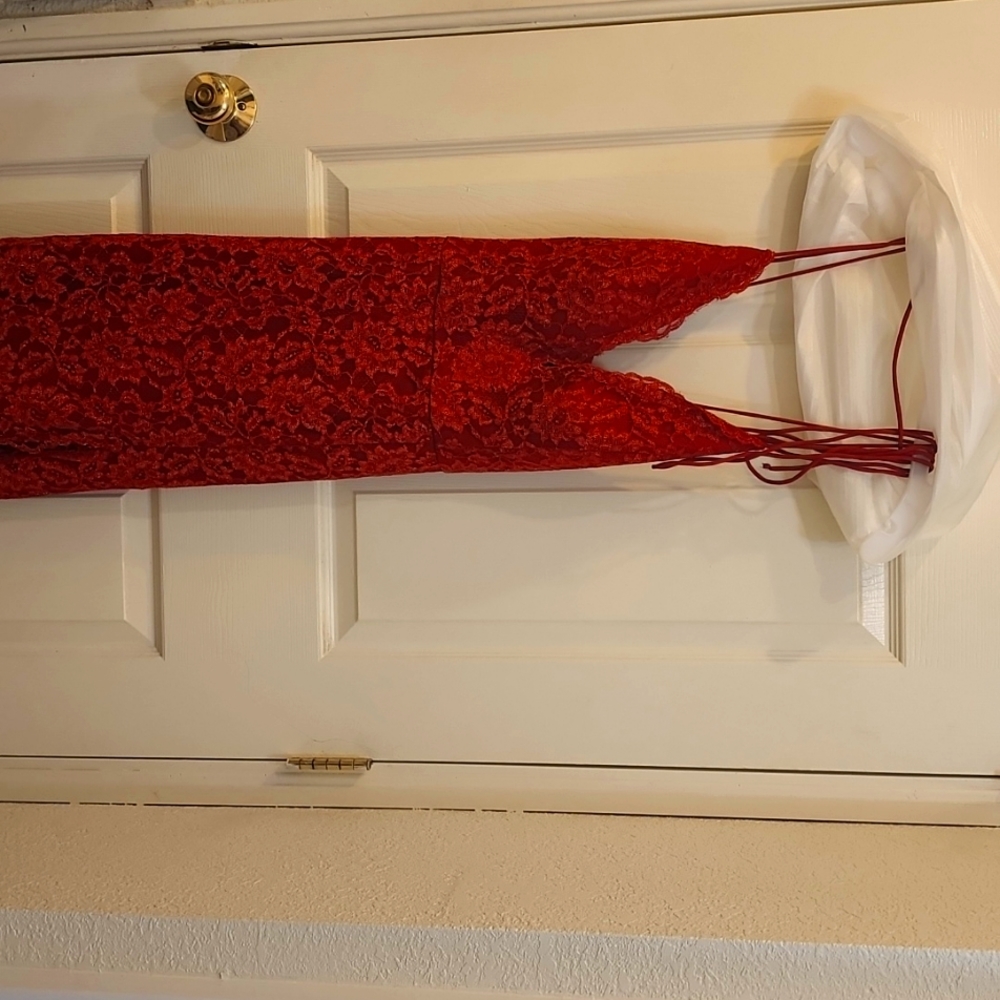 Elegant red lace dress